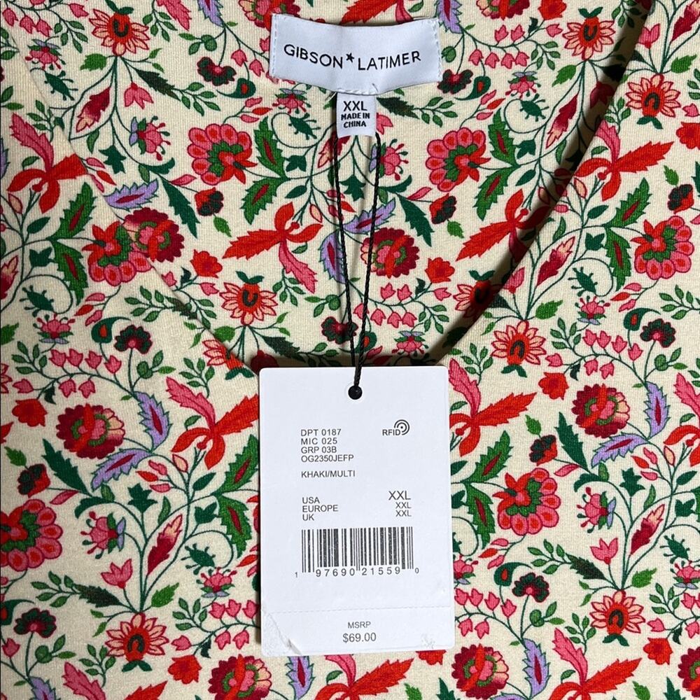 Gibson & Latimer Khaki Multicolor Floral Blouse Size XXL - Picture 2 of 5